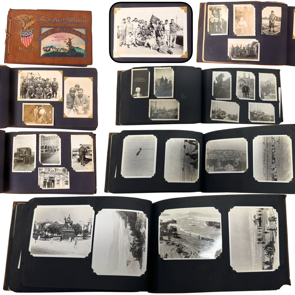 Original U.S. WWII Invasion of Sicily 45th Infantry Division GI Photo Album with 123 Photographs - Battery A, 189th Field Artillery, Sicily & Italy Original Items