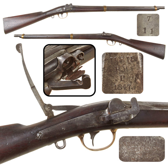 Original U.S. Civil War Navy Remington Jenks Side Hammer "Mule-Ear" Breech Loading Maynard Tape Primer Percussion Carbine Dated 1847 - Only 1000 Made Original Items