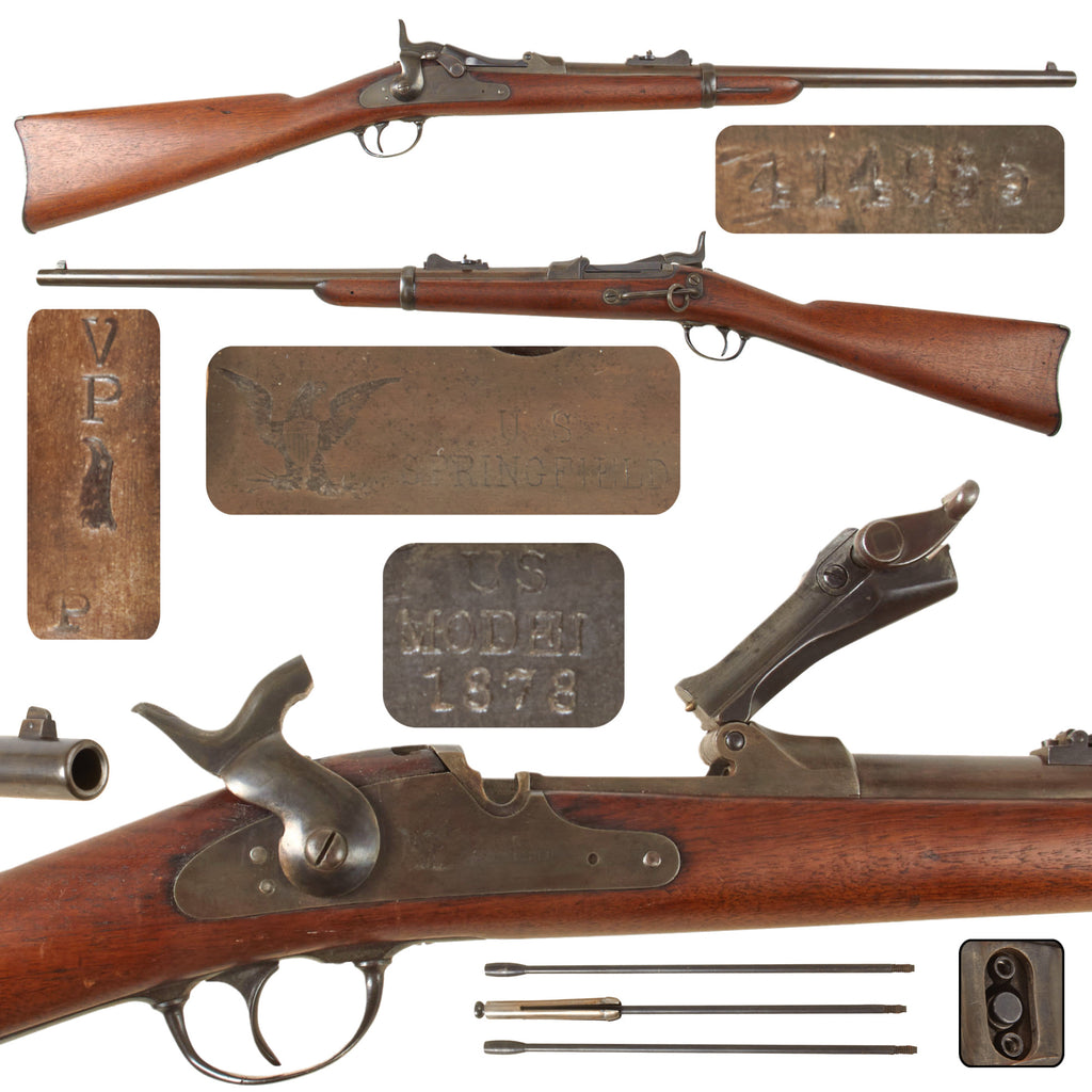 Original U.S. Springfield Trapdoor Model 1873 Saddle Ring Cavalry Carbine Made in 1888 with 3 Piece Cleaning Rod and Extractor - Serial 414055 Original Items
