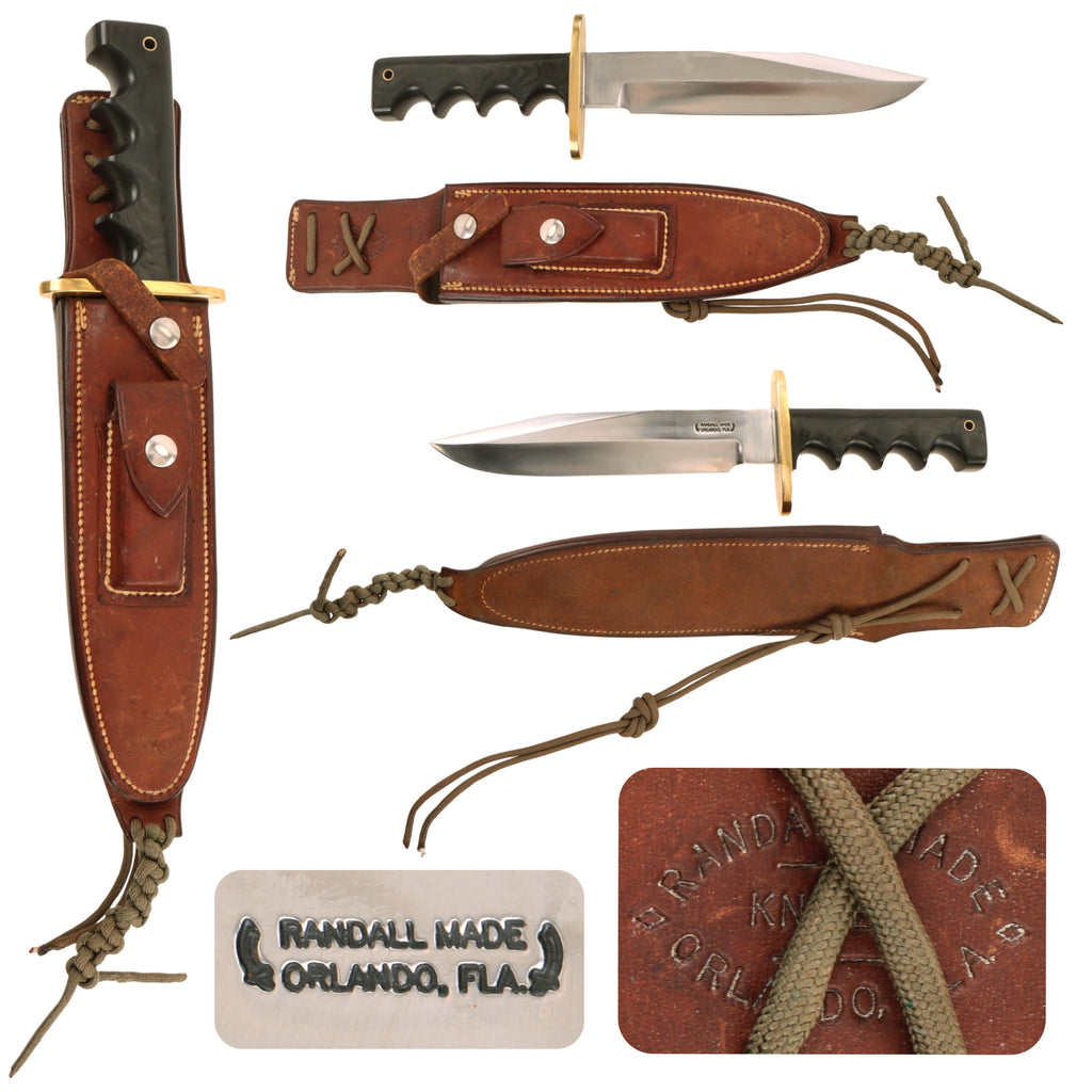 Original U.S. Vietnam War Era Randall Model 14 “Attack” Fighting Knife with Original Roughback Sheath and Whetstone Original Items
