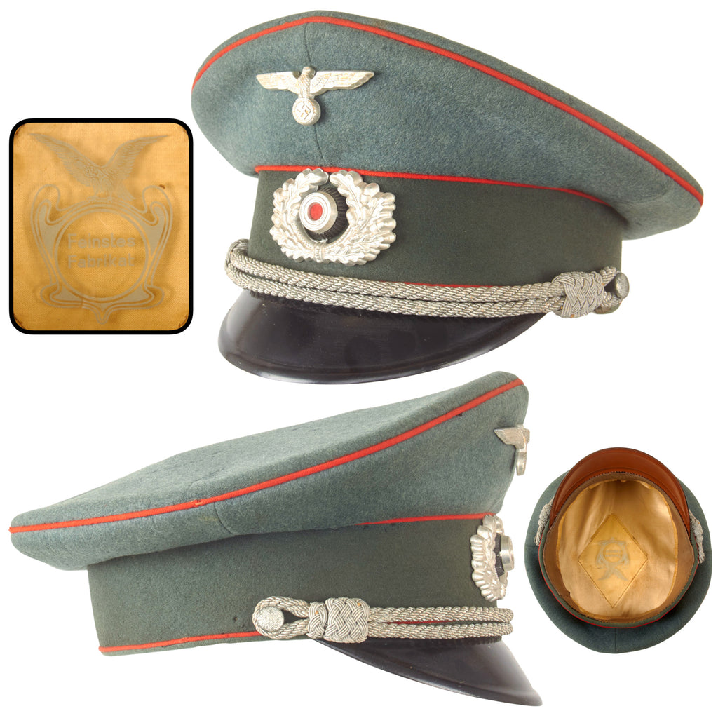 Original German WWII Heer Army Artillery Officers Schirmmütze Visor Crush Cap, Measured Size 56cm
