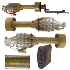 Original U.S. Vietnam War Inert 1969-Dated M1A2 Rifle Grenade Adapter with M7 M1 Garand Launcher, Rubber Recoil Boot, and Mk. II Practice Grenade with M205A2 Fuze