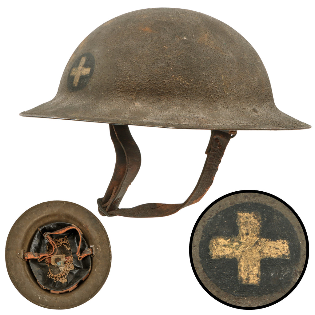 Original U.S. WWI 33rd “Golden Cross” Prairie Division M1917 Doughboy Helmet with Liner & Chinstrap - Initials