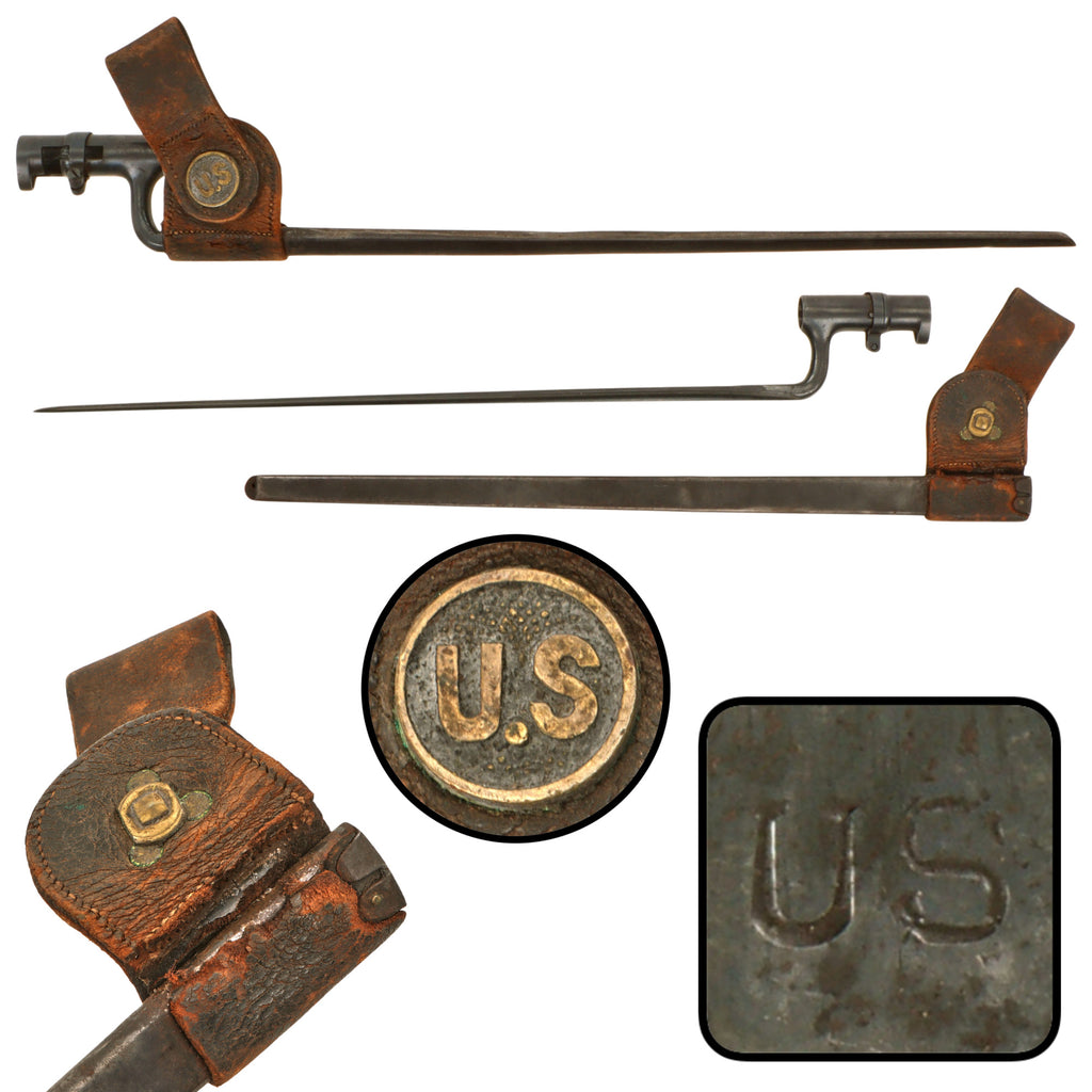 Original U.S. Springfield Trapdoor M1873 Rifle Socket Bayonet with 1st Pattern Frog and Scabbard Original Items