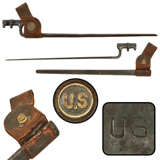 Original U.S. Springfield Trapdoor M1873 Rifle Socket Bayonet with 1st Pattern Frog and Scabbard Original Items