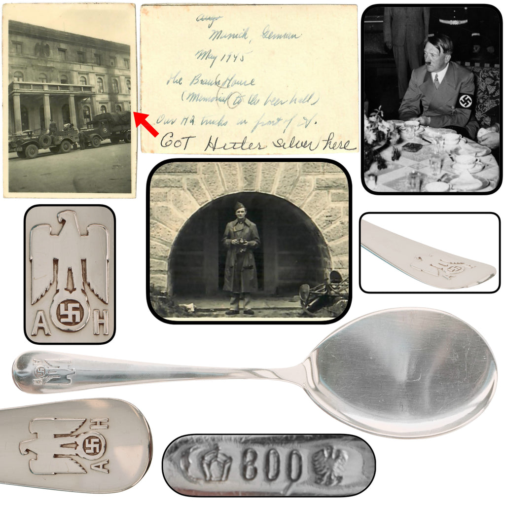 Original German WWII May 1945 Munich Führerbau Recovered AH “Informal Pattern” .800 Silver Eisvorleger Ice Cream Server by Bruckmann & Söhne with Notarized Provenance from Captain Abraham Epstein - 1269th Engineer Combat Battalion