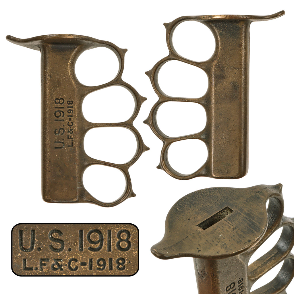 Original U.S. WWI Model 1918 Mark I Trench Knife Handle Grip by L.F. & C. - No Blade, Pommel, or Scabbard