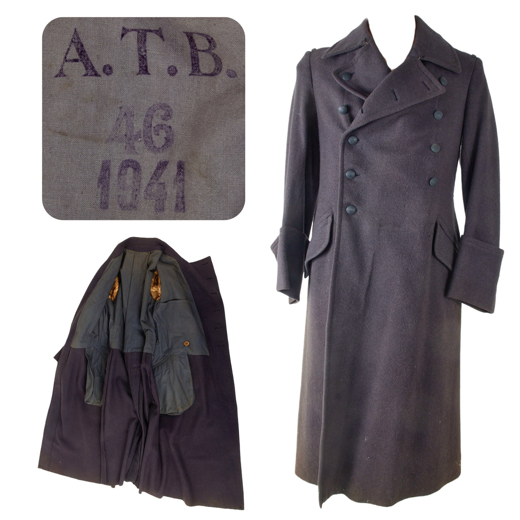 Original German WWII Luftwaffe EM/NCO Wool Greatcoat by A.T.B. in Size 46 - Dated 1941
