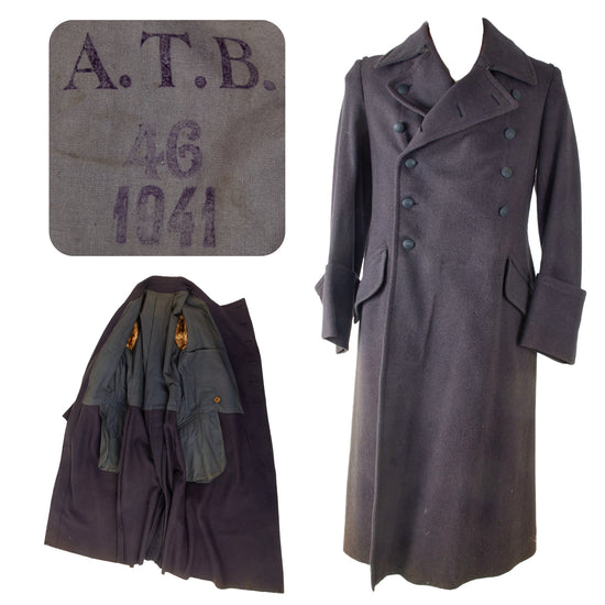 Original German WWII Luftwaffe EM/NCO Wool Greatcoat by A.T.B. in Size 46 - Dated 1941