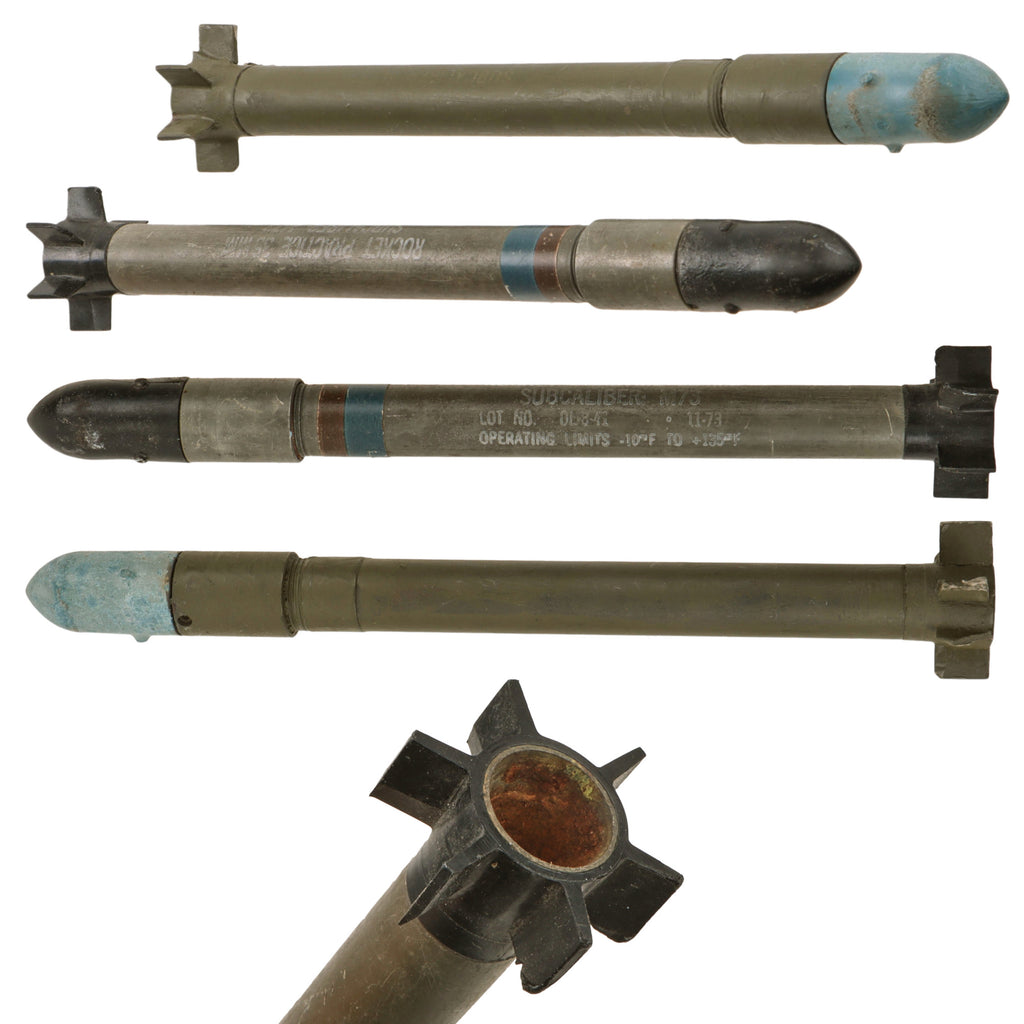 Original U.S. Vietnam War Inert M72 Light Anti-Armor Weapon “LAW” 35mm M190 Subcaliber Trainer Rockets - 2 Rockets Total Original Items