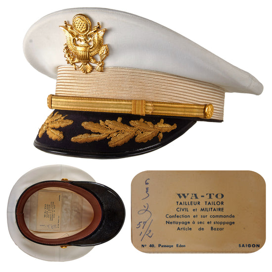 Original U.S. Vietnam War South Vietnamese-Made General Officer’s Visor Cap by Wa-To Tailor of Saigon - Size 57 ½ Original Items