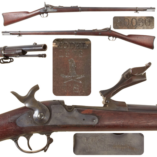 Original U.S. Springfield Model 1873 .45-70 Trapdoor Rifle with Early Two-Notch Tumbler, Long-Wrist Stock, Stepped Rear Sight, and Cleaning Rod - May 1875 Production - Serial No. 50030 Original Items