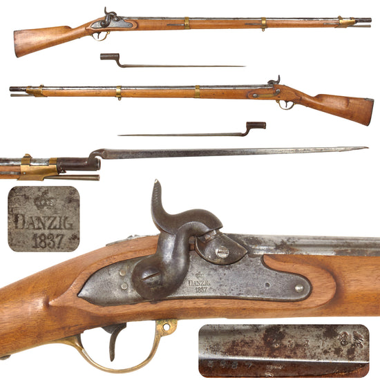 Original U.S. Civil War Era Prussian Model 1809/39 “Potsdam” Converted Percussion Musket by Danzig Arsenal with Socket Bayonet - Lock Dated 1837