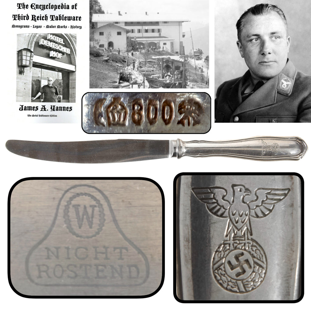 Original German WWII 800 Silver Berghof “House Service” Dinner Knife by Bruckmann & Söhne