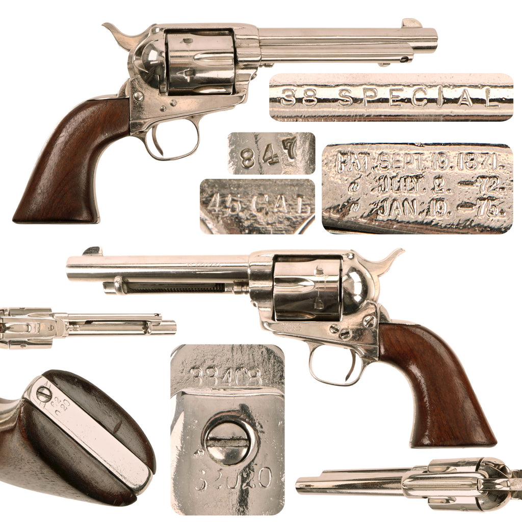 Original U.S. Colt .38 Special Converted Nickel Plated Single Action Army Revolver Made in 1877 with 5 1/2" Barrel - Serial 33408 Original Items