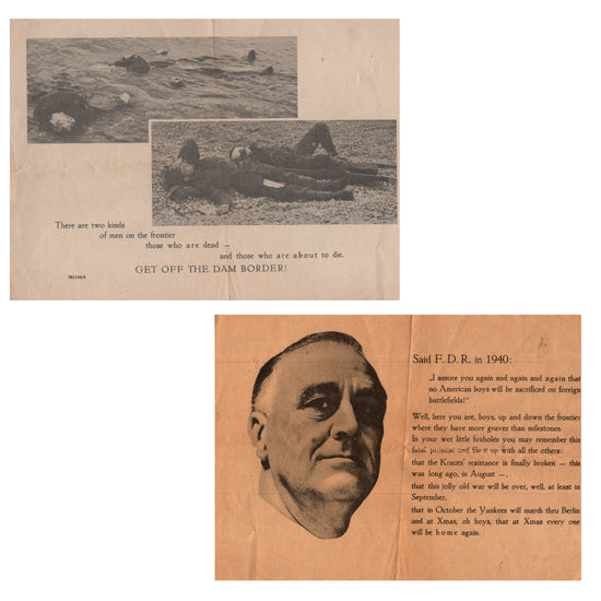 Original German WWII Leaflet Dropped on U.S. Soldiers “GET OFF THE DAM BORDER!”