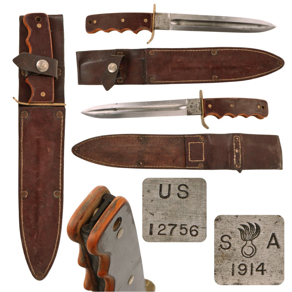 Original U.S. WWII San Antonio Iron Works Style WWI Cut-Down Model 1913 Cavalry “Patton” Saber Fighting Knife With Scabbard - Patton Saber Ricasso Section Original Items