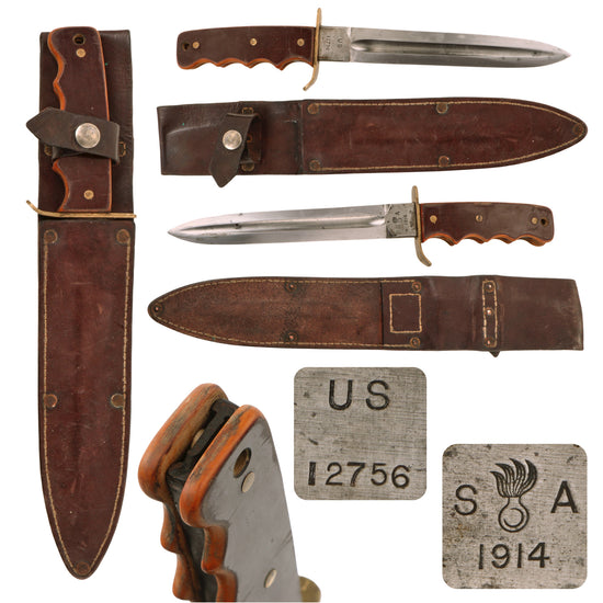Original U.S. WWII San Antonio Iron Works Style WWI Cut-Down Model 1913 Cavalry “Patton” Saber Fighting Knife With Scabbard - Patton Saber Ricasso Section Original Items