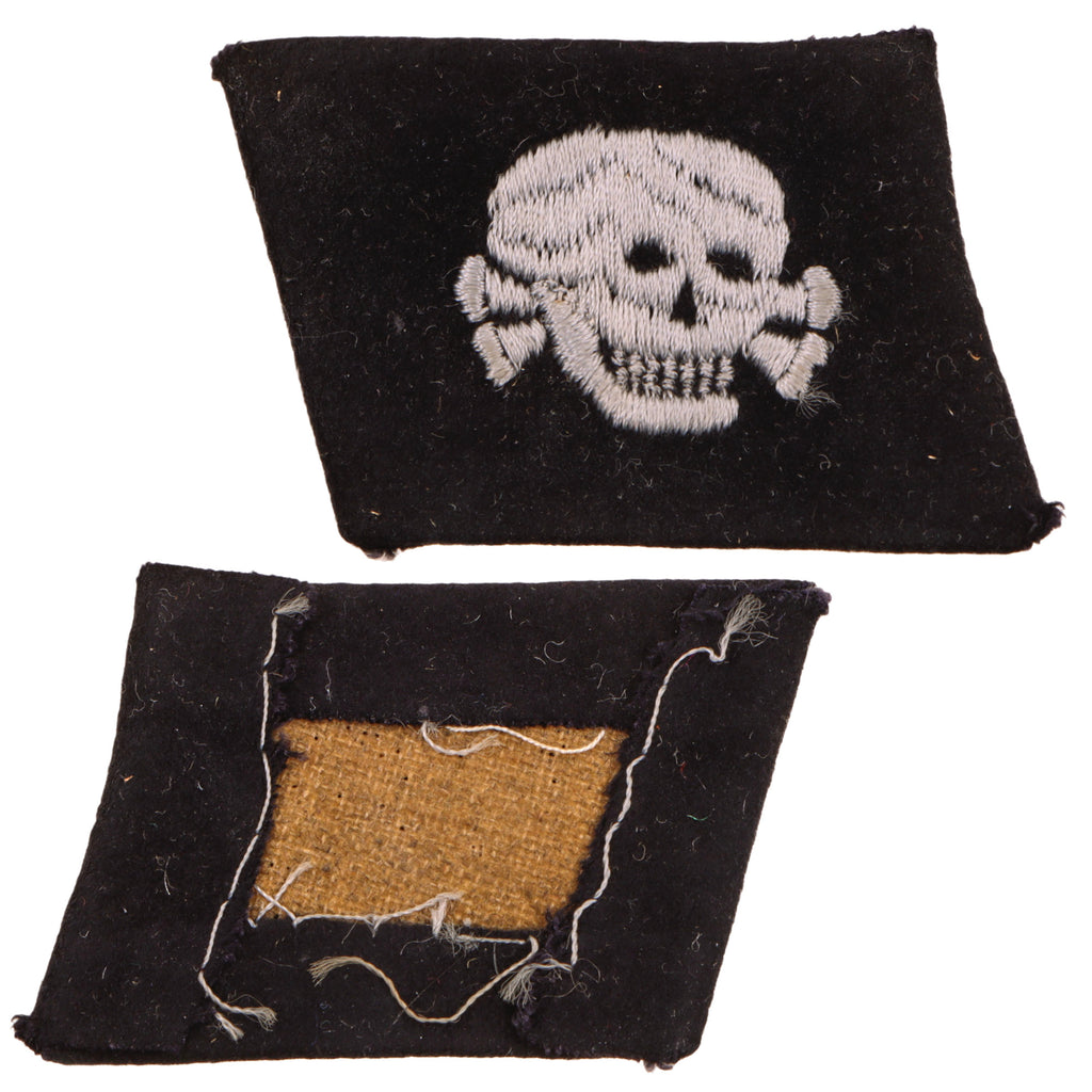 Original German WWII 3rd SS-Panzer-Division “Totenkopf” Division Death's Head Right Side Collar Tab, Unissued