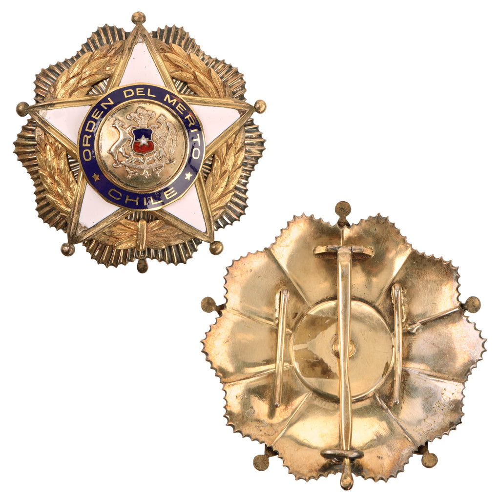 Original Chilean WWII Engraved Orden al Mérito Order of Merit Breast Star Initialed F.B.Z. - Dated 1941 Original Items
