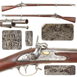 Original U.S. Civil War Era Model 1822 Cone in Barrel Percussion Converted Contract Musket by M.T. Wickham - dated 1829
