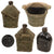 Original U.S. WWII Rare M1942 Black Porcelain Enamel Canteen With Matching Cup in Field-Camouflaged 3rd Pattern USMC Carrier - Dated 1942 Original Items
