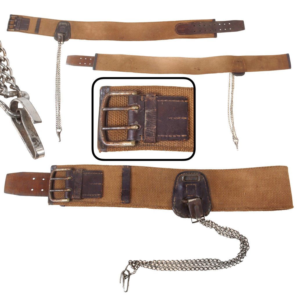 Original Japanese WWII Army Officer’s Web Belt with Saber Chape & Chain - Nickeled Hardware