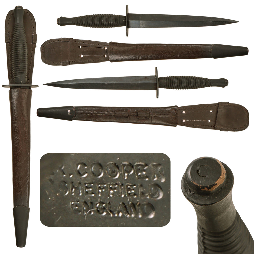 Original British WWII 3rd Pattern Fairbairn Sykes Fighting Knife by R. Cooper of Sheffield with Scabbard