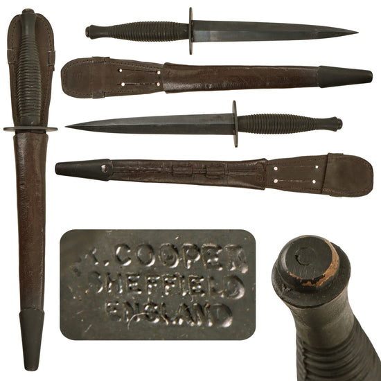 Original British WWII 3rd Pattern Fairbairn Sykes Fighting Knife by R. Cooper of Sheffield with Scabbard Original Items