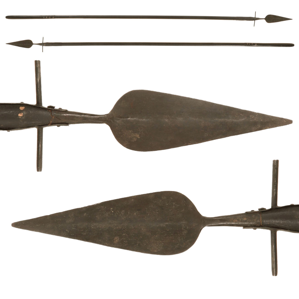 Original American Revolutionary War American Blacksmith Wrought Iron Spontoon Pike Head Mounted on Contemporary Cross Bar & Shaft - Circa 1770-1783 - 81 ½” Original Items