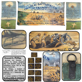 Original U.S. WWI Outstanding Hand-Painted Canvas Circus Style “The Great Battlefields of France” Show Displays Painted by Lt. Howard A. Phillips