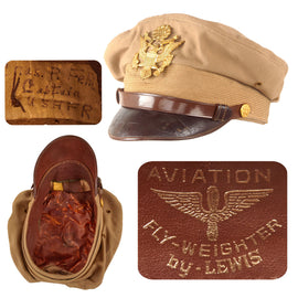 Original U.S. WWII USAAF “Fly-Weighter” Officer Khaki Crush Cap By Lewis - Size 7¼