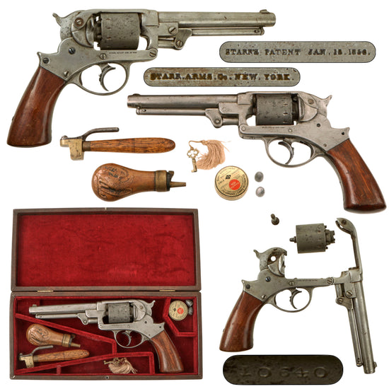 Original U.S. Civil War Starr Arms Model 1858 .44 Double Action Army Percussion Revolver with Custom Case and Accessories, Serial No. 7205 Original Items