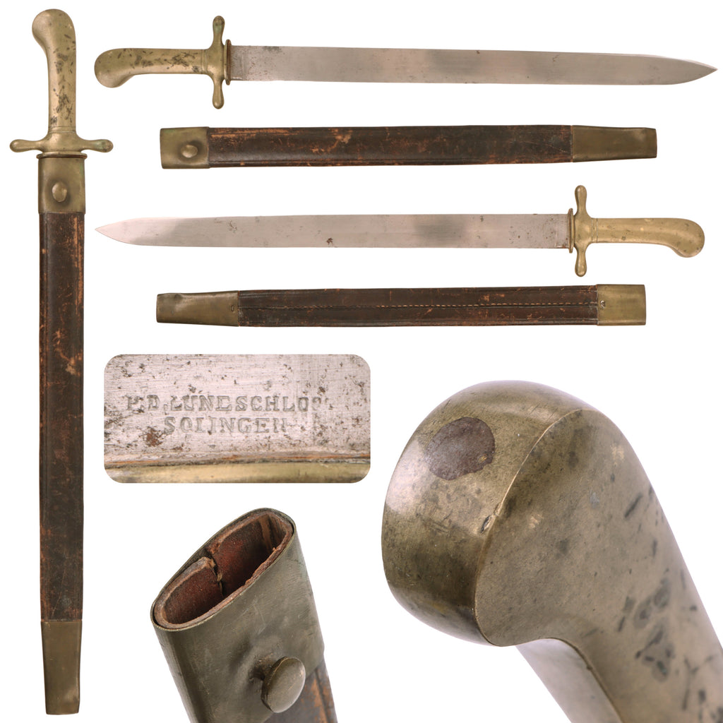Original Danish 19th Century Pattern 1869 “Craftsman’s Sabre” Short Sword by German Maker P. D. Lüneschloss with Scabbard