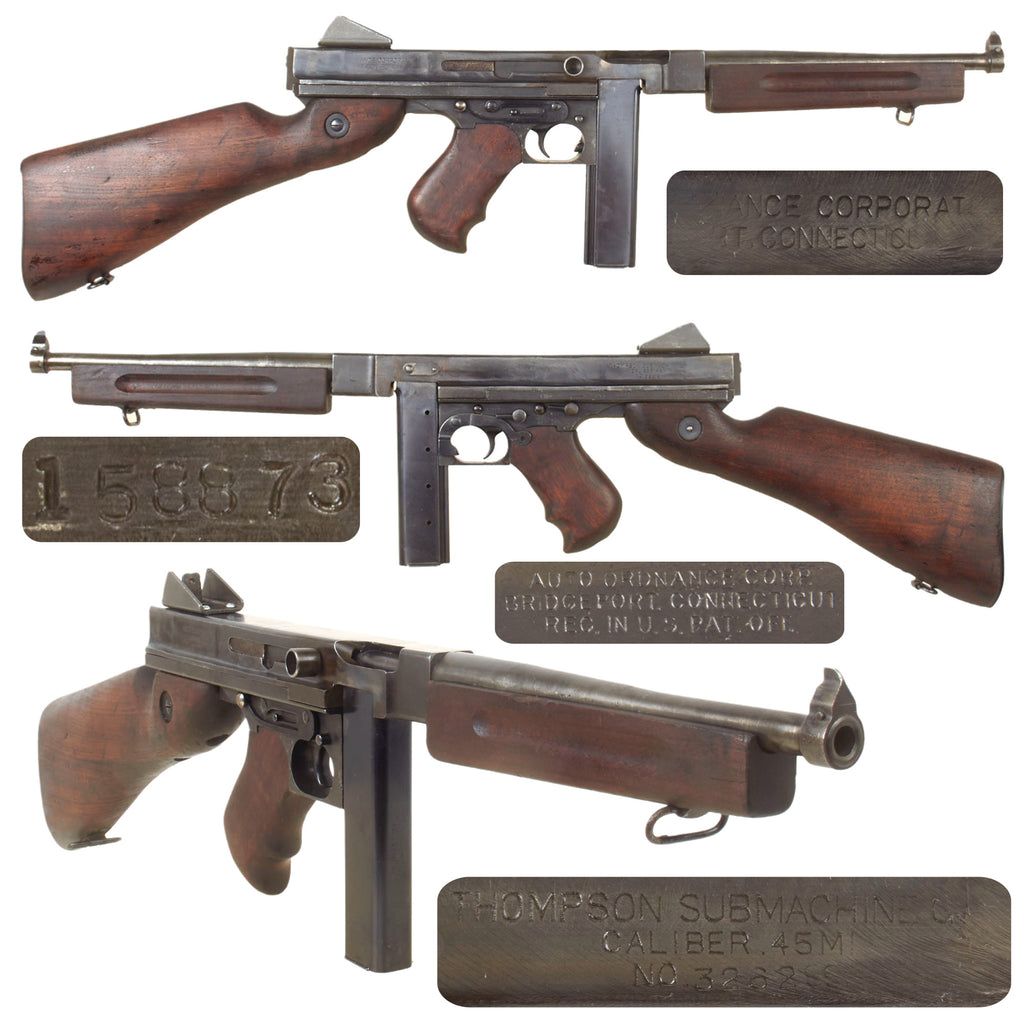 Original U.S. WWII Thompson M1 Display Submachine Gun Serial NO. 326299 with Magazine - Original WWII Parts Original Items