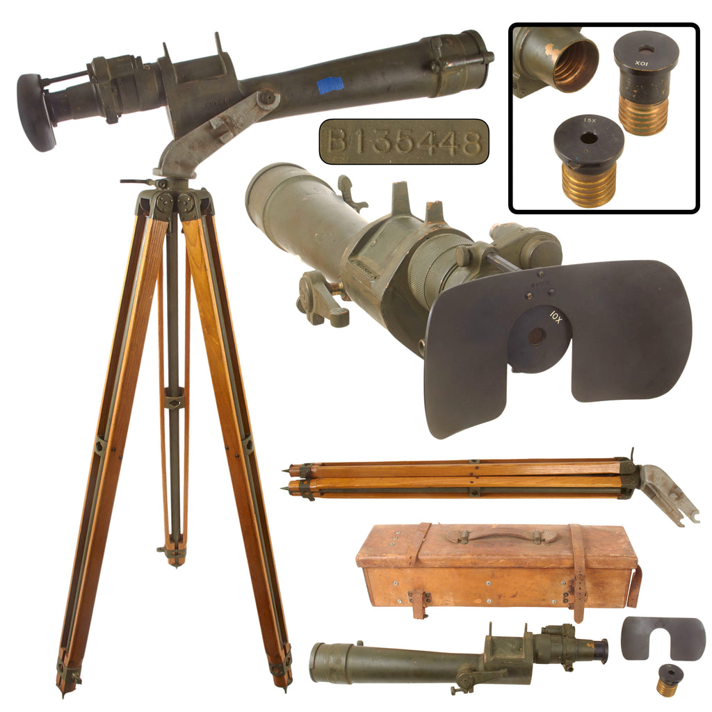 Original U.S. WWII M1910A Spotting Telescope in Original Transit Case with Tripod & Spare Lens
