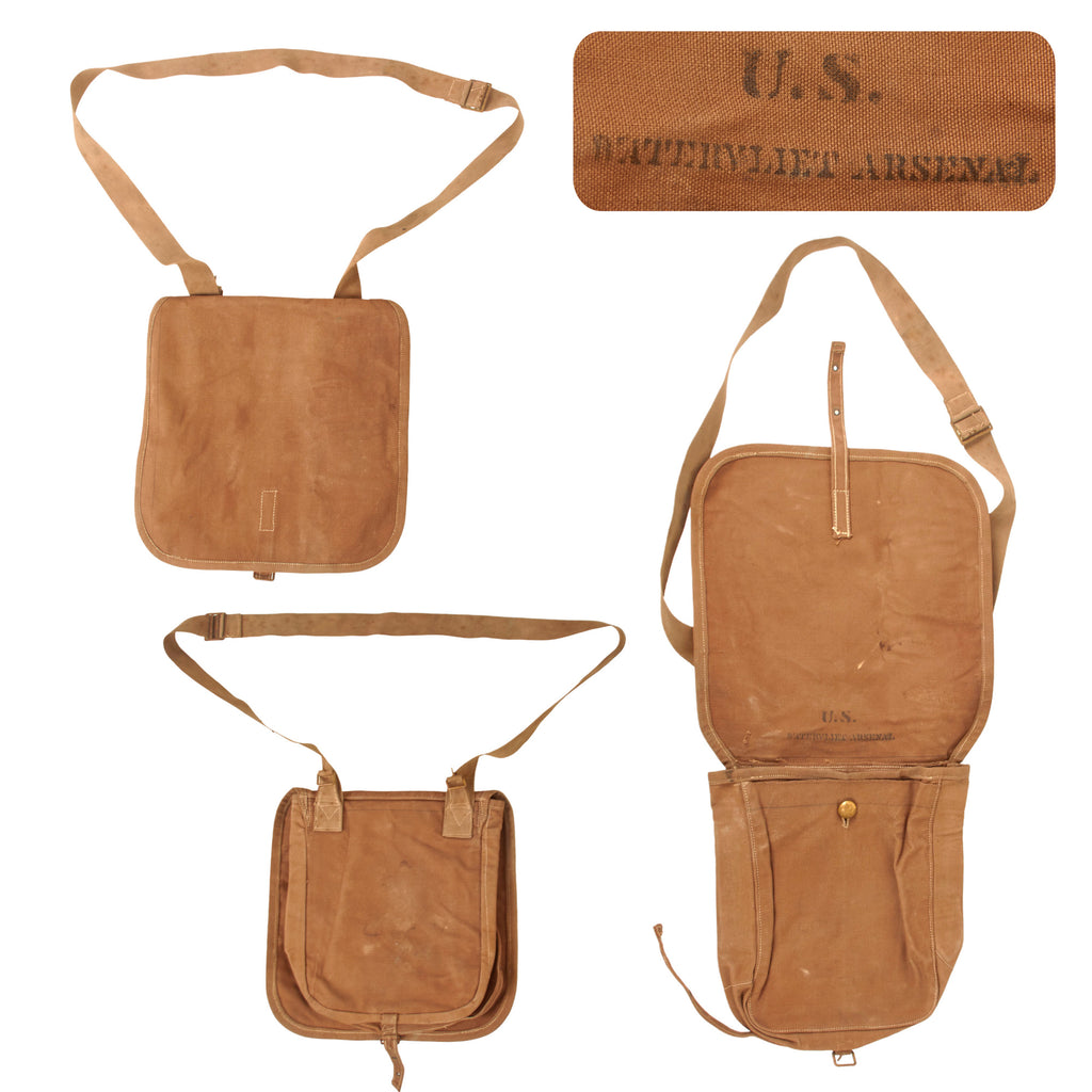 Original U.S. Indian Wars Scarce M1874 Haversack with Integral Shoulder Strap Marked to Watervliet Arsenal Original Items