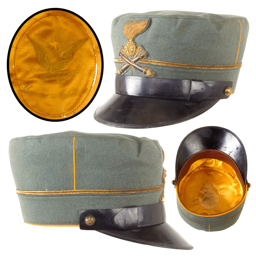 Original Italian Pre-WWII Mounted Horse Artillery Officer’s Model 1926 Peaked Cap in Large Size by Unione Militare Original Items
