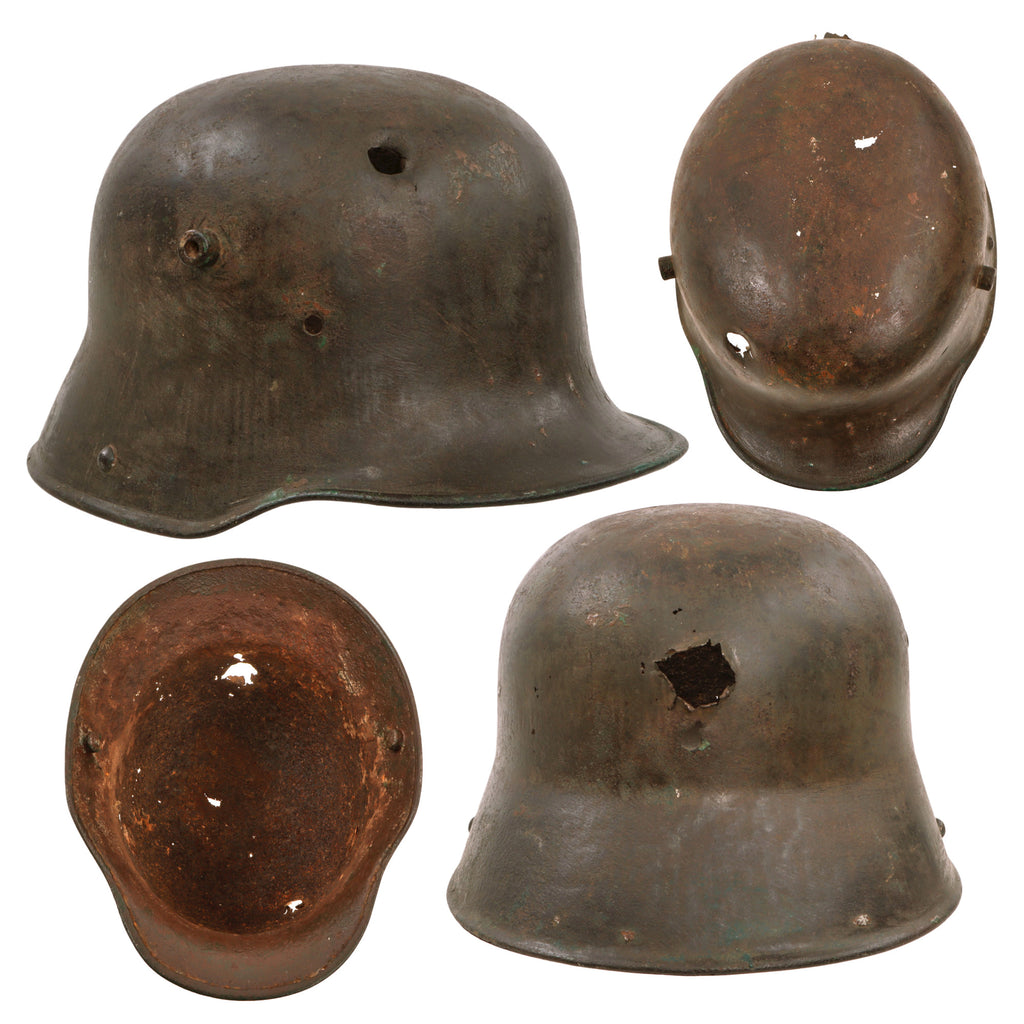 Original Imperial German WWI M16 “KIA” Shrapnel-Damaged Relic Helmet Shell Original Items
