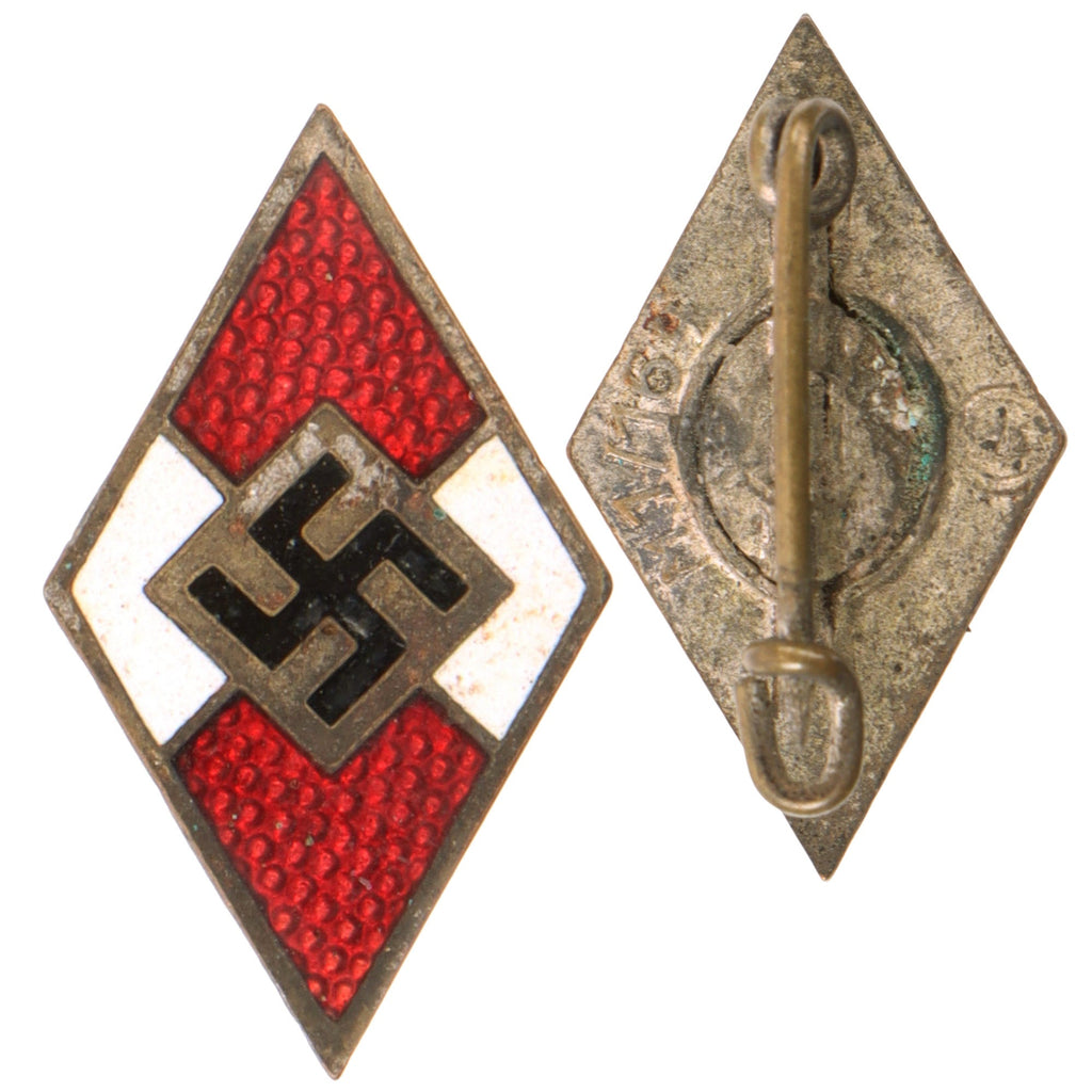 Original German WWII HJ Enameled Membership Badge by August G. Tham – RZM M1/164