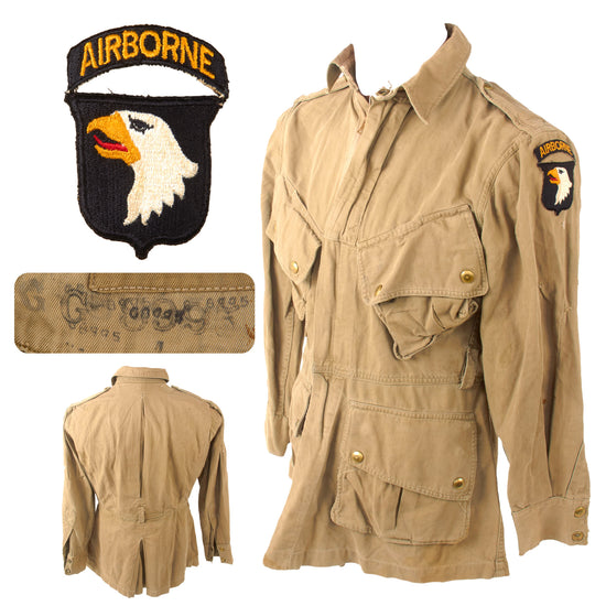 Original U.S. WWII 101st Airborne M1942 Paratrooper Jump Jacket with Laundry Number & Washed Out Depot Tag Original Items