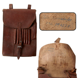 Original German WWII 1938-Dated Named Officer’s M35 Brown Leather Dispatch Map Case by Company in Thüringen - Ramstorfer