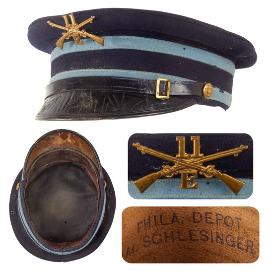 Original U.S. Moro Rebellion 11th Infantry Company E NCO M1902 Visor Cap by the Philadelphia Depot Original Items