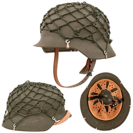 Original West German Bundesgrenzschutz M1953 M53 Steel Helmet with Net & Complete Liner - Size 60