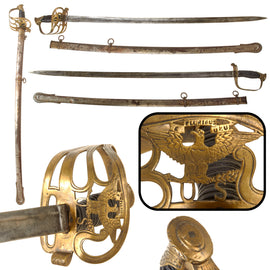 Original U.S. Civil War M-1850 Style German Imported Non-Regulation Staff & Foot Officer’s Sword and Scabbard - Rare Eagle Variant on Basket