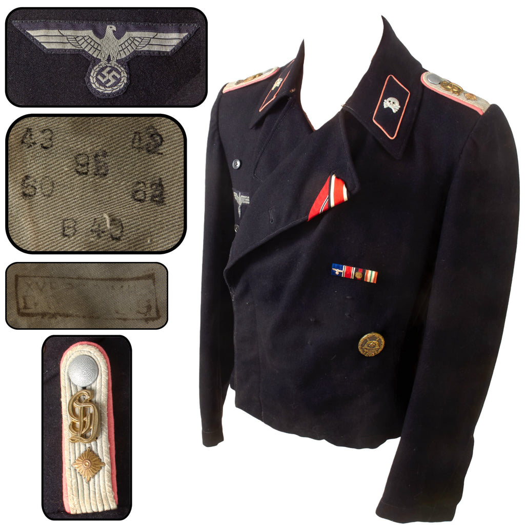 Original German WWII 3rd Pattern Heer Officer’s Panzer Wrapper Tunic with Panzergrenadier Division Großdeutschland Shoulder Straps & Berlin Depot Stamp, Dated 1940, Professionally Reapplied Insignia Original Items