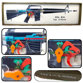 Original U.S. Vietnam War Era Painted M16 5.56mm Rifle Oversized Wooden Plastic Classroom Cutaway Trainer with TD7 Stamp