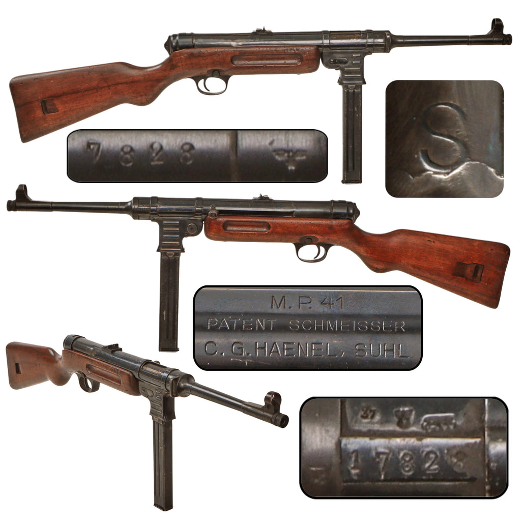 Original German WWII MP41 Non-Firing Display Submachine Gun by C.G. Haenel, Serial No. 17828, with MP38/40 Magazine Original Items