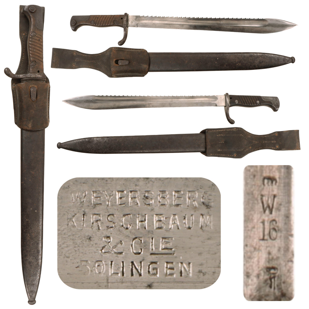 Original Imperial German M-1898/05 n/A Butcher Sawback Bayonet and Scabbard by Weyersber, Kirschbaum & Cie of Solingen - Dated 1916
