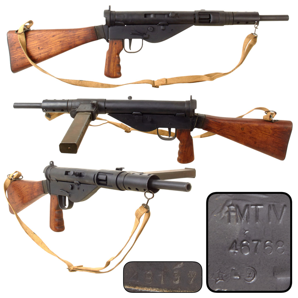 Original British WWII Era Israeli TMT IV Marked Sten Mk V Inert Display Submachine Gun with Magazine and 1943 Dated Sling, Serial No. 46768